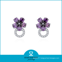 Factory-Direct Sterling Silver Earring with AAA CZ (E-0036)